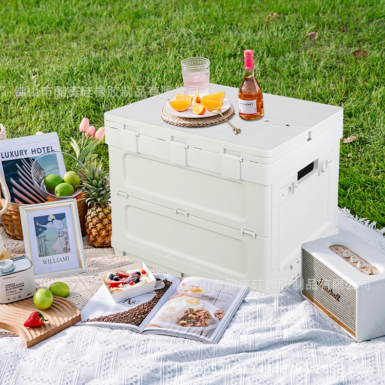 Outdoor camping portable folding box side opening door storage box…