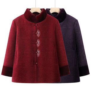 Middle-aged and elderly mother cotton-padded clothes grandmother winter fashion new Chinese style cotton-padded jacket wife fleece-lined thick cotton