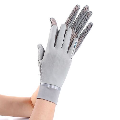 Spring and summer women's sun protection gloves outdoor anti-UV ice mesh two-finger thin driving touch screen gloves wholesale