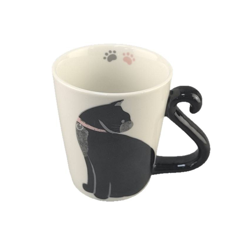 Personalidad creativa de dibujos animados gato cola mango taza de cerámica taza de café de oficina taza de agua de leche creativa de estudiantes