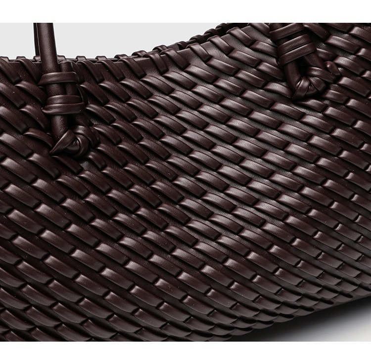 Woven Tote Bag Solid Colour Retro Casual Shoulder Crossbody Bag_voghion.com