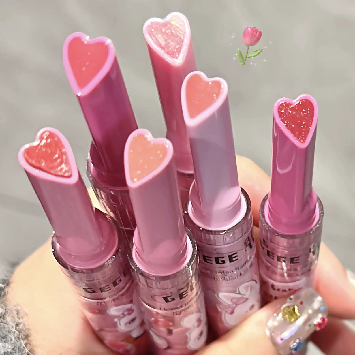 Solid Lip Gloss (Gege bear) Garden Pink Rabbit, 2 g, moisturizing glossy tint