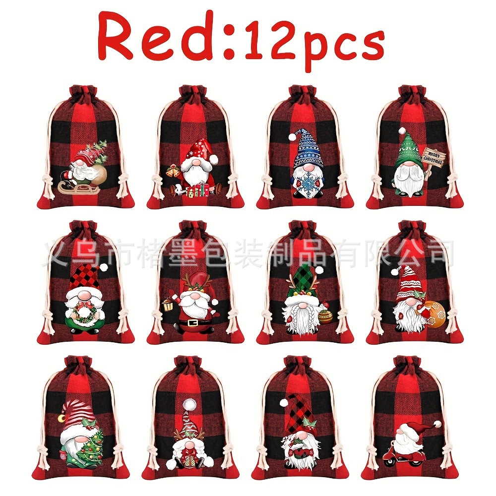 10*15 빨간 격자무늬 천으로 된 난쟁이; 12개 한 세트