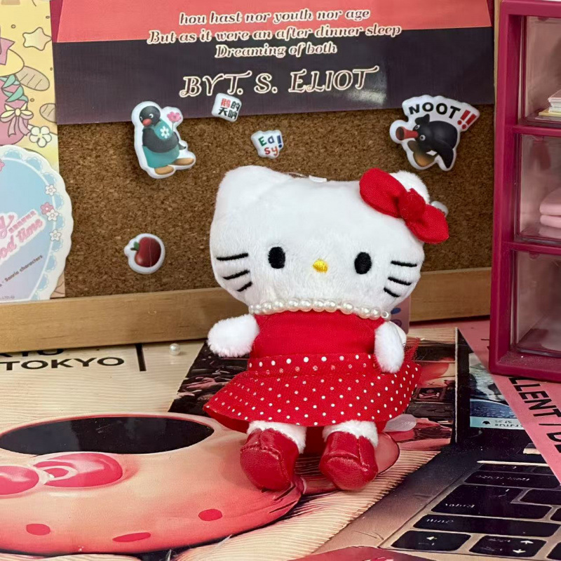 黑色草帽kitty帽宝宝挂件爱心扣公仔玩偶可爱赫本风挂饰钥匙扣|undefined
