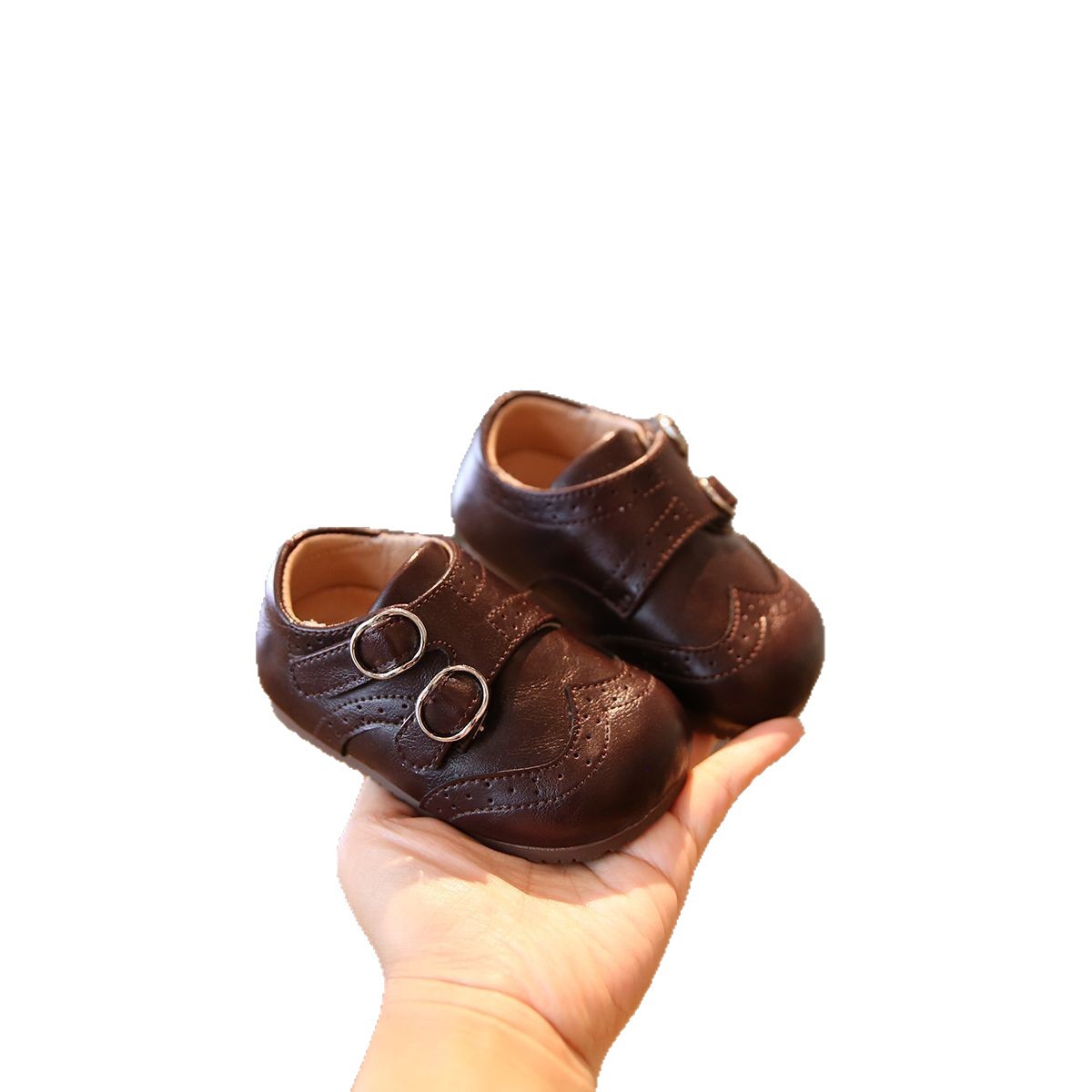 Kinderlederschuhe mit weicher Sohle, rutschfest, schwarze Freizeitschuhe für Jungen und Mädchen im britischen Stil, Frühling/Herbst_voghion.com