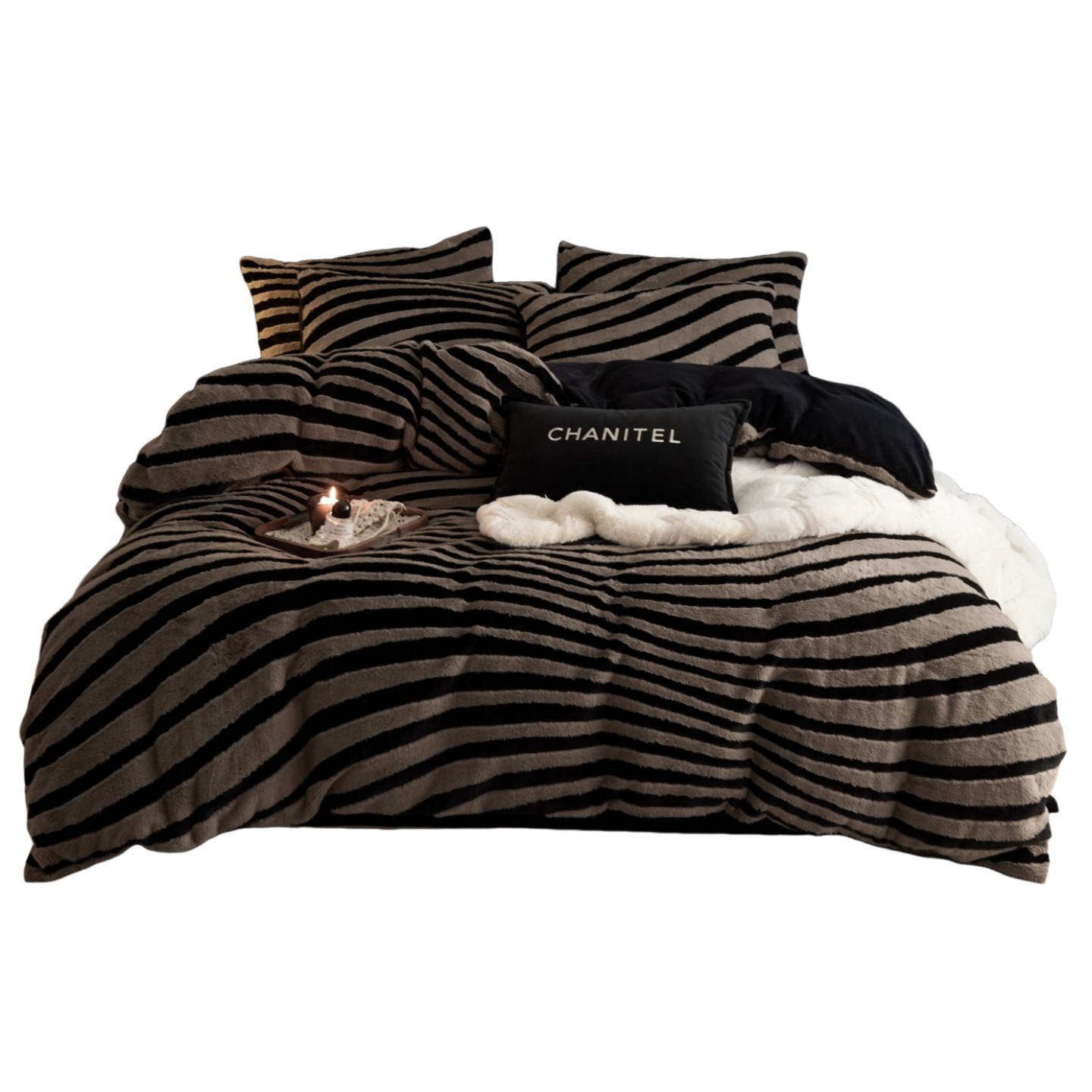 Otoño y invierno nuevo conejo de peluche cuatro piezas de peluche de coral de peluche de leche de peluche de doble cara sábanas de peluche gruesas cubiertas de cama