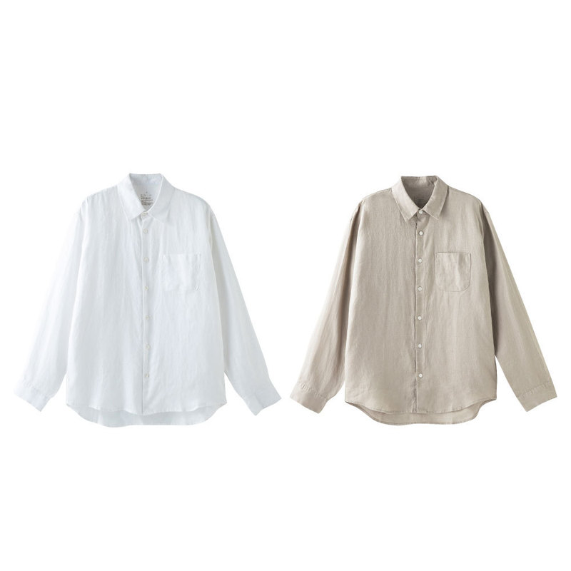 Muji Men's Hemp Washed Long-Sleeve Shirt Men's Clothing Shirt 26Th Summer Collection Men's Jacket New Arrival