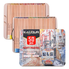 KALOUR Cross-border New Product 50-Color Chalk Pastel Pencil Doodle Fill-in Color Pencil Set Art Drawing Colored Pencil Set