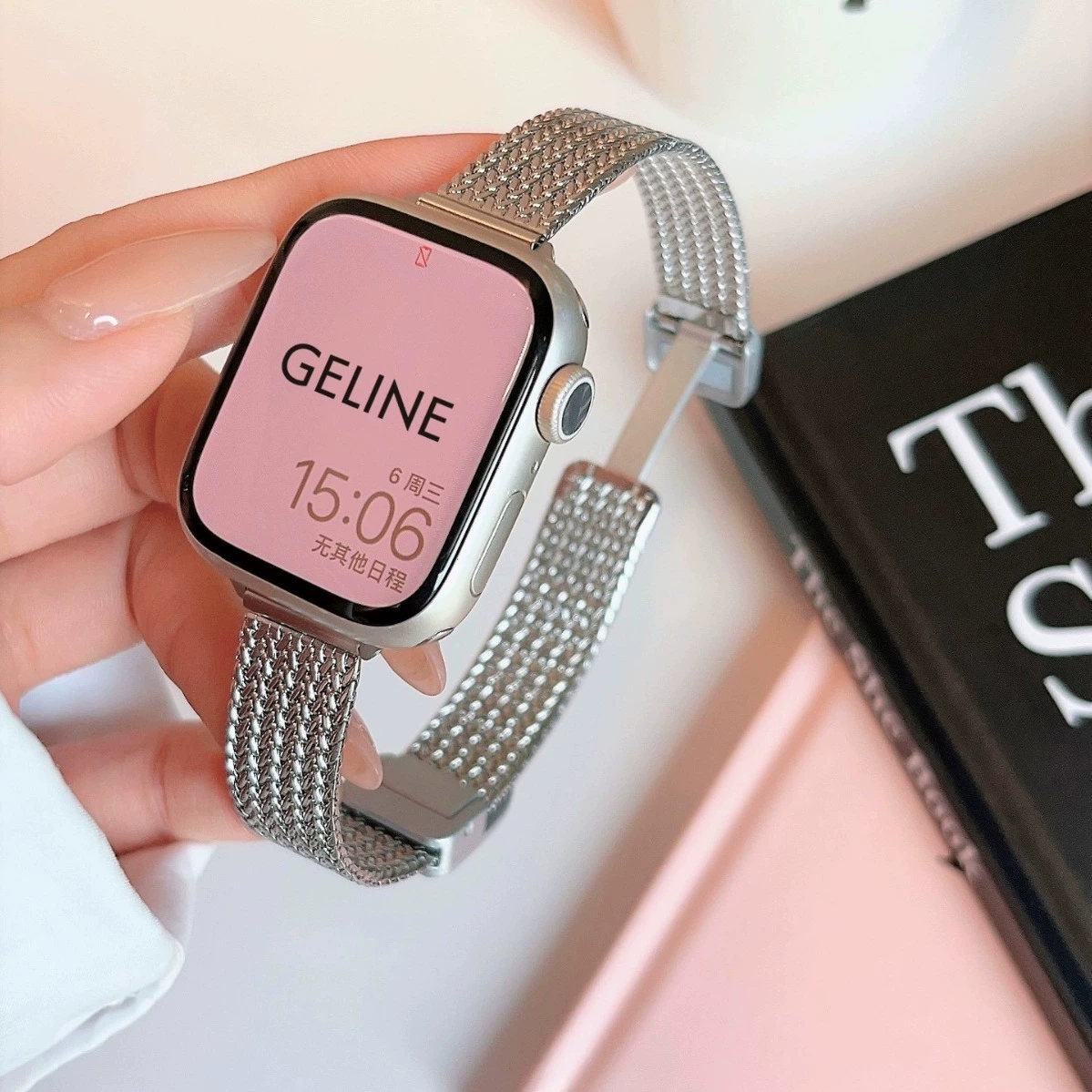 Подходит для AppleWatchs10, ремешок с магнитным ушком из тонкой пшеницы, для Apple Watch iwatchs9s8S7654