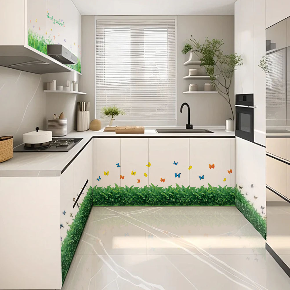 Creative Wall Decoration Skirting Stickers for Home Self-Adhesive Flower and Grass Waterproof Waistline Wall Stickers for Living Room and Bedroom Skirting Line