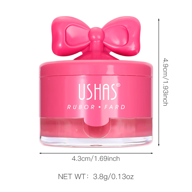 USHAS transfronterizo Europa y América venta caliente lindo lazo sin maquillaje iluminado enlatado barato al por mayor rubor UC094