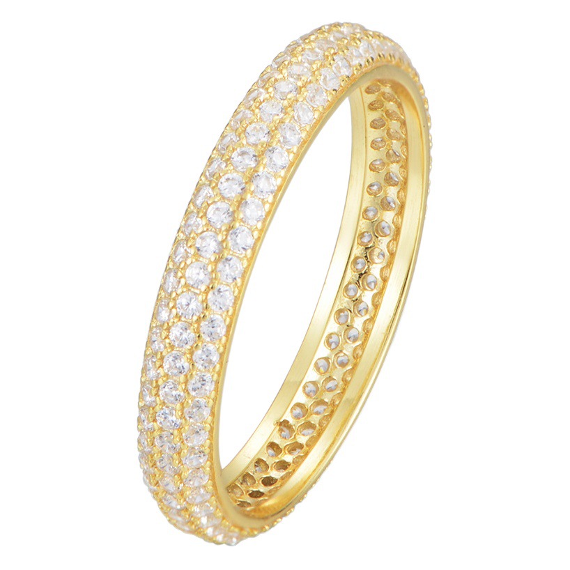925 plata esterlina círculo completo diamante micro incrustaciones ZIRCON índice dedo anillo europeo y americano ins estilo todo fósforo apilado simple anillo pulsera para mujeres