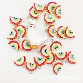 树脂彩虹吊坠 DIY手工饰品配件 手绘彩绘闪粉彩虹吊坠挂件 小彩虹