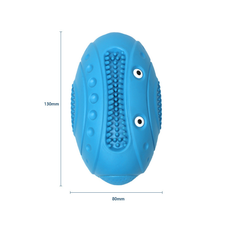 Pelota de rugby de goma popular transfronteriza, linda y novedosa, resistente a mordeduras, para masticar, que emite sonidos, dispositivo para aliviar el aburrimiento, juguete interactivo para perros al aire libre