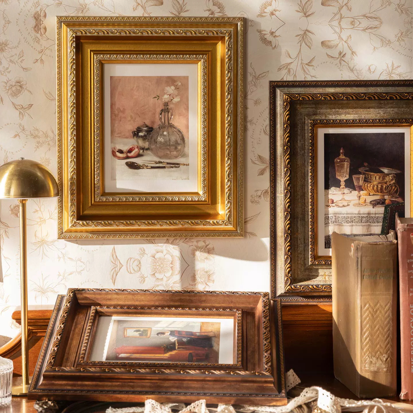 Marco de fotos retro europeo decoración de pared personalizada cuelga marcos de pintura al óleo de estilo americano y francés pequeños adornos de impresión de fotos