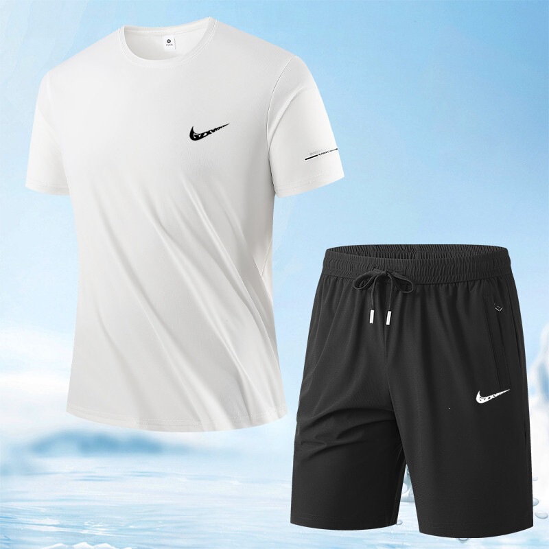 Thin Breathable Ice Silk Suit for Men, New Summer Style, Quick-Drying, Sports and Leisure Loose Two-Piece Set, Men's Breathable Clothing Thin Breathable Ice Silk Suit for Men, New Summer Style, Quick-Drying, Sports and Leisure Loose Two-Piece Set, Men's Breathable Clothing