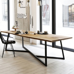 Nordic Solid Wood Conference Table Office Desk Modern Minimalist Workbench Computer Desk Iron Dining Table Writing Desk Long Table