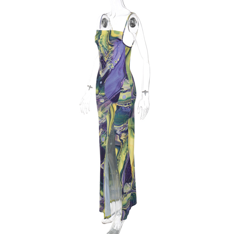 Women's Strap Dress Sexy Boat Neck Sleeveless Printing Maxi Long Dress Casual display picture 14