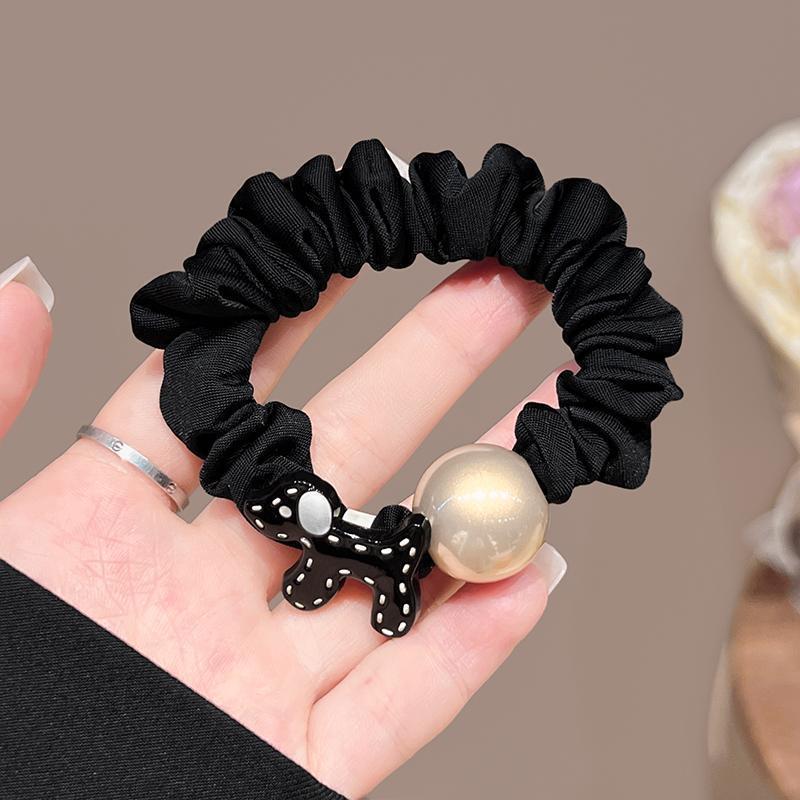 Perlas de terciopelo de alta sensación, anillo de cabello de intestino grande, temperamento femenino elegante, cuerda de cabello de cola de caballo baja, cuerda de cabello de alta elasticidad no dañada