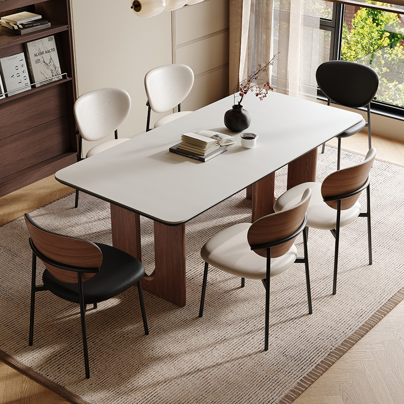 Mesa de comedor y sillas Delifeng de madera maciza, modelo 2025, estilo moderno minimalista de mediados de siglo, para apartamentos pequeños.