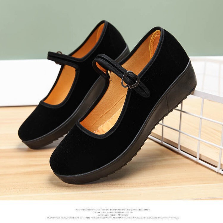 Factory Goods Supply Old Beijing Cloth Shoes Women's New Hotel Work Shoes Women's Flat Square Dance Shoes for Middle-Aged and Elderly Mothers