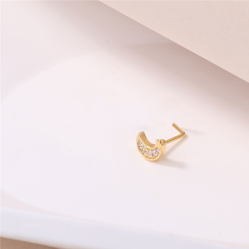 Star And Moon L-shaped Nose Stud In Copper With Zircon For Men_voghion.com
