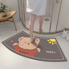 Cartoon Home Bathroom Mat Silica Gel Absorbent Soft Pad Bathroom Entrance Fan Shape Curved Arc Speed Dry Anti-Slip Foot Mat