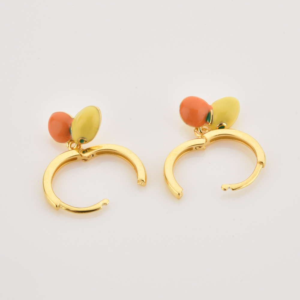 Cherry, Mango Pattern Women's Gender 1 Pair 925 Sterling Silver Cherry Mango Drop Earrings