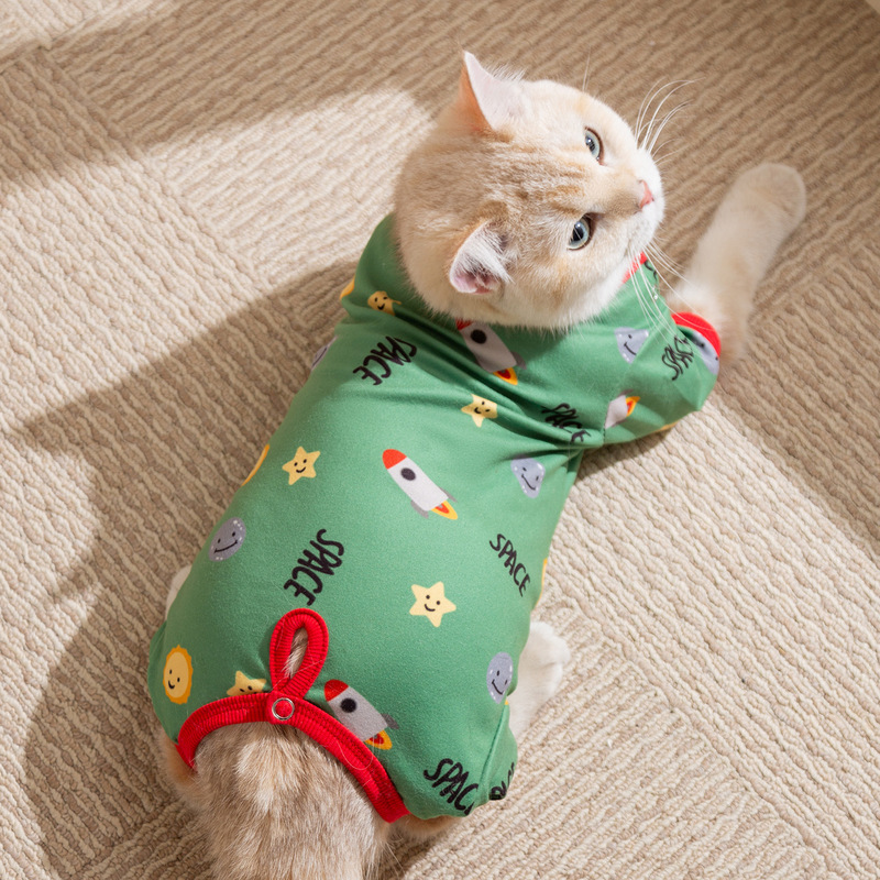 猫咪衣服秋冬季保暖护肚衣猫猫小猫绝育母猫宠物全包四脚狗狗睡衣|undefined