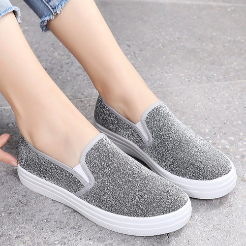 Spring and autumn old Beijing cloth shoes women's single-layer shoes flat casual shoes Korean breathable slip-on canvas shoes women's skate shoes