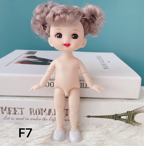 8-cent baby, 17 cm naked baby, 3D real eyes, 13 joints, make-up, BJD dress-up, cute little cute baby girl toy