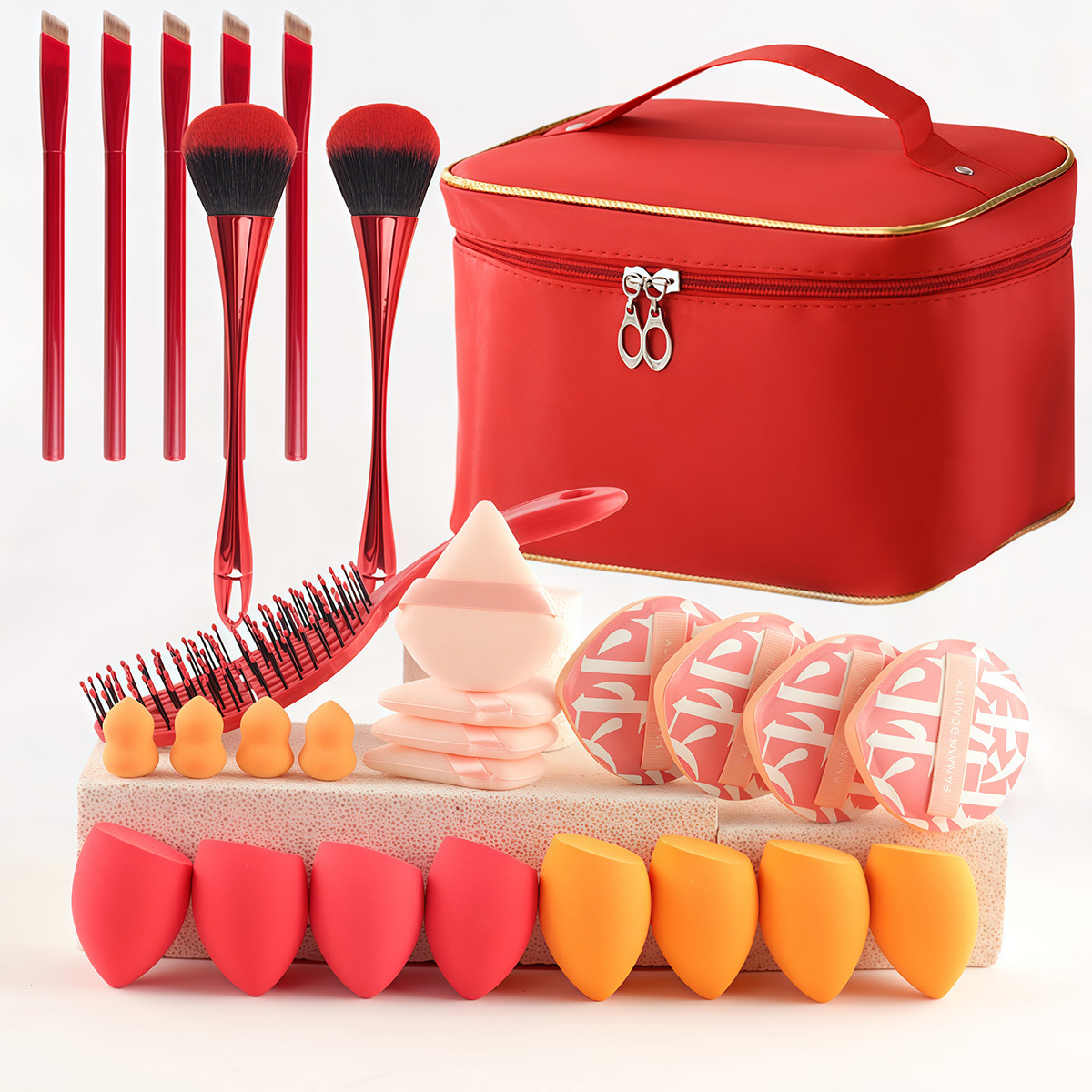 29 combinación de bolsa de cosméticos de gran capacidad, nuevo estilo, bolsa de lavado portátil de viaje para mujer, juego de pinceles de maquillaje