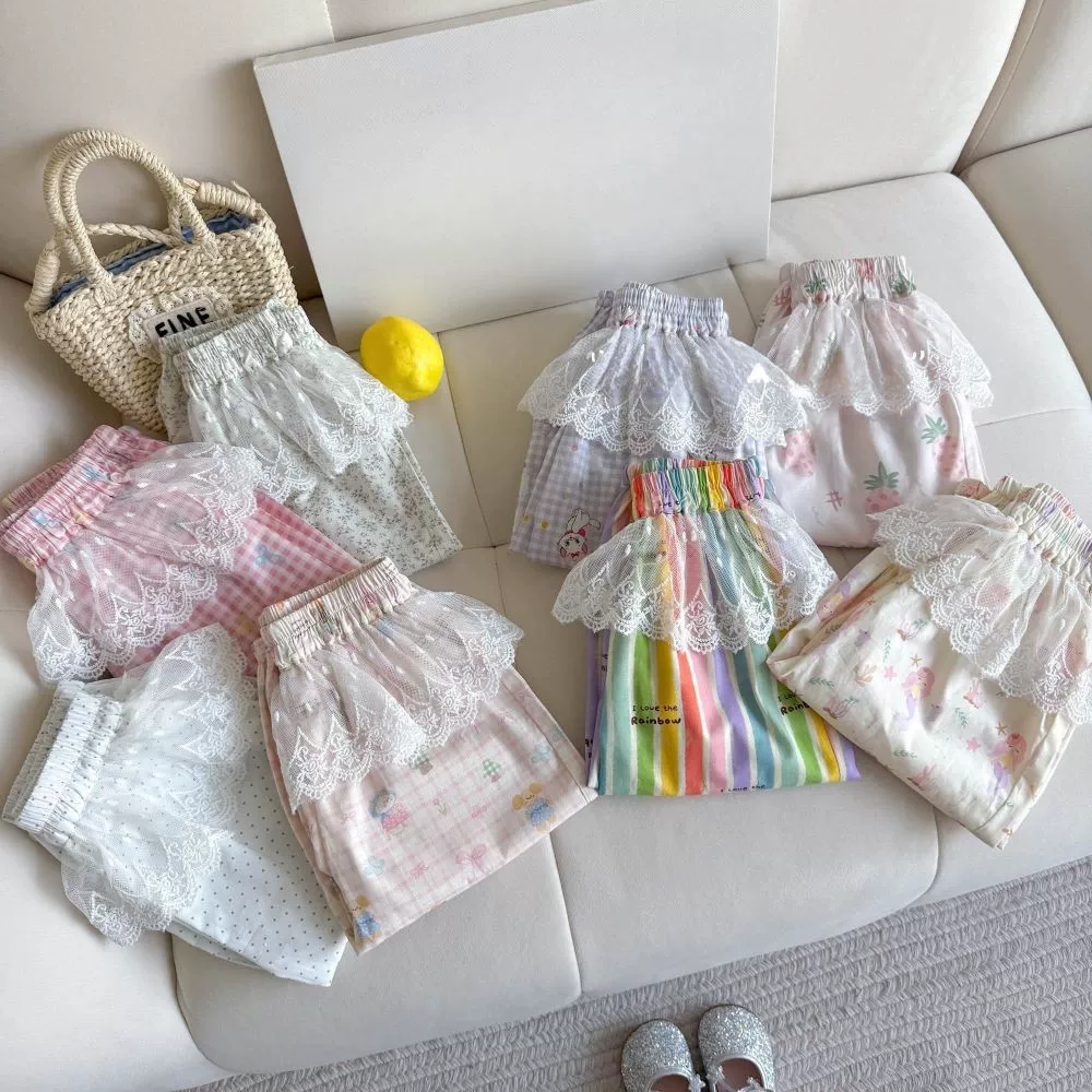 Летние детские легкие и тонкие брюки, дышащие кружевные тонкие mosquito repellent girl's, свободный крой, кружевное платье