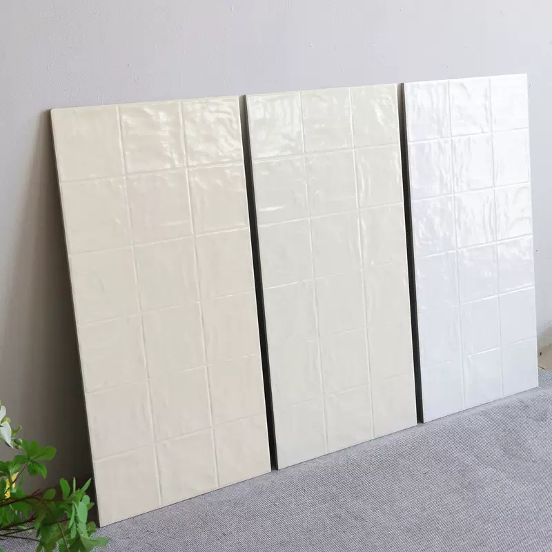 法式复古珍珠釉奶白手工砖400X800贝壳面全瓷厨房卫生间瓷砖墙砖