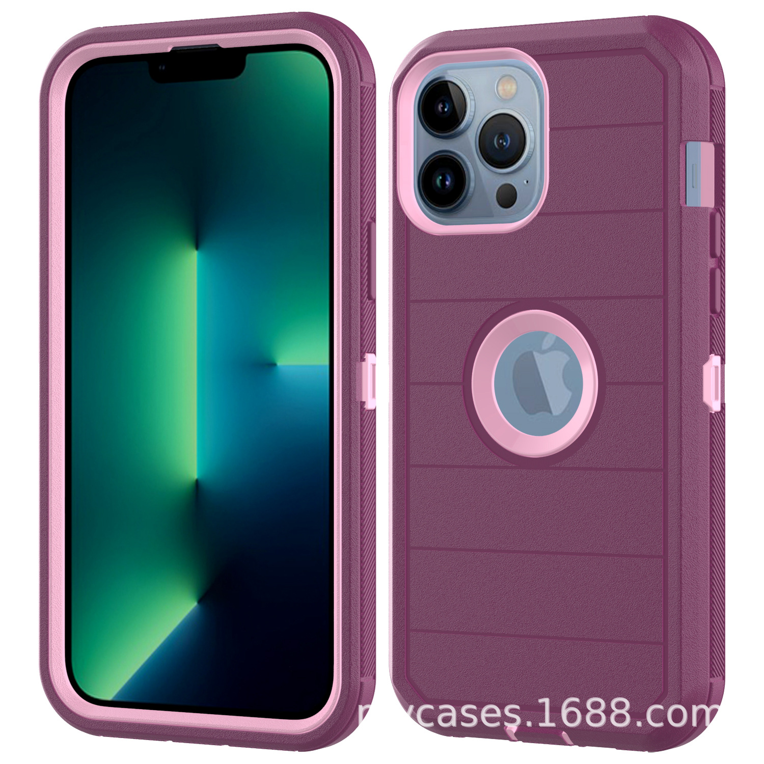 Aplicable a IPHONE 15 tres en uno Carcasa protectora de robot rayado tres en uno con clip trasero