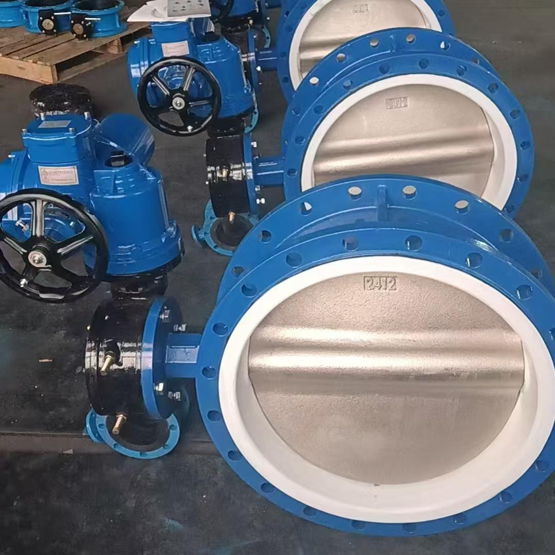 法兰式四氟蝶阀 D341F-16球墨体304板四氟密封耐酸碱腐蚀DN300 80