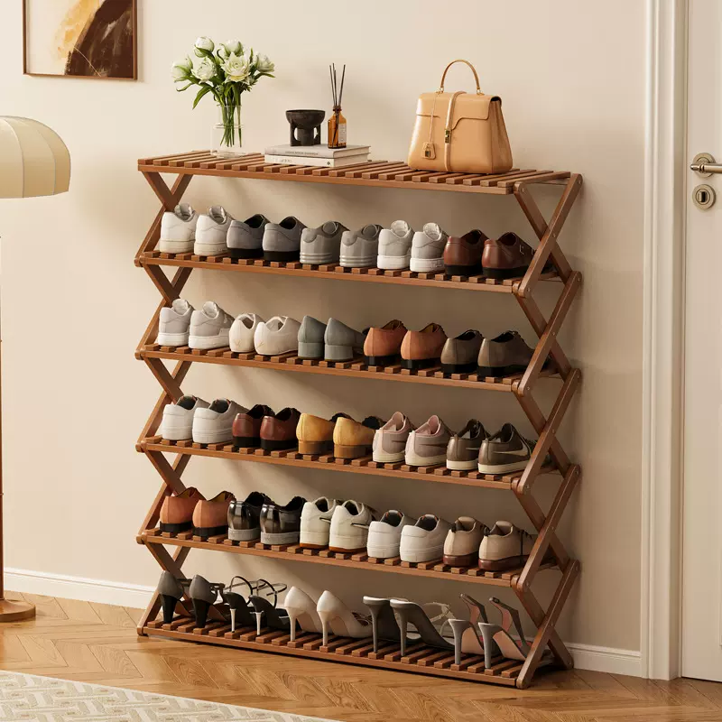 鞋架免安装拆叠简易多层家用经济型架子宿舍门口收纳置物架竹鞋柜