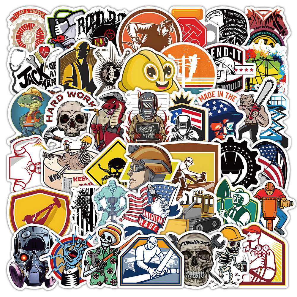 Amazon Venta caliente Casco Pegatinas Casco de seguridad Electricista Soldador Decoración impermeable Pegatinas de graffiti Pegatinas de motocicleta al por mayor