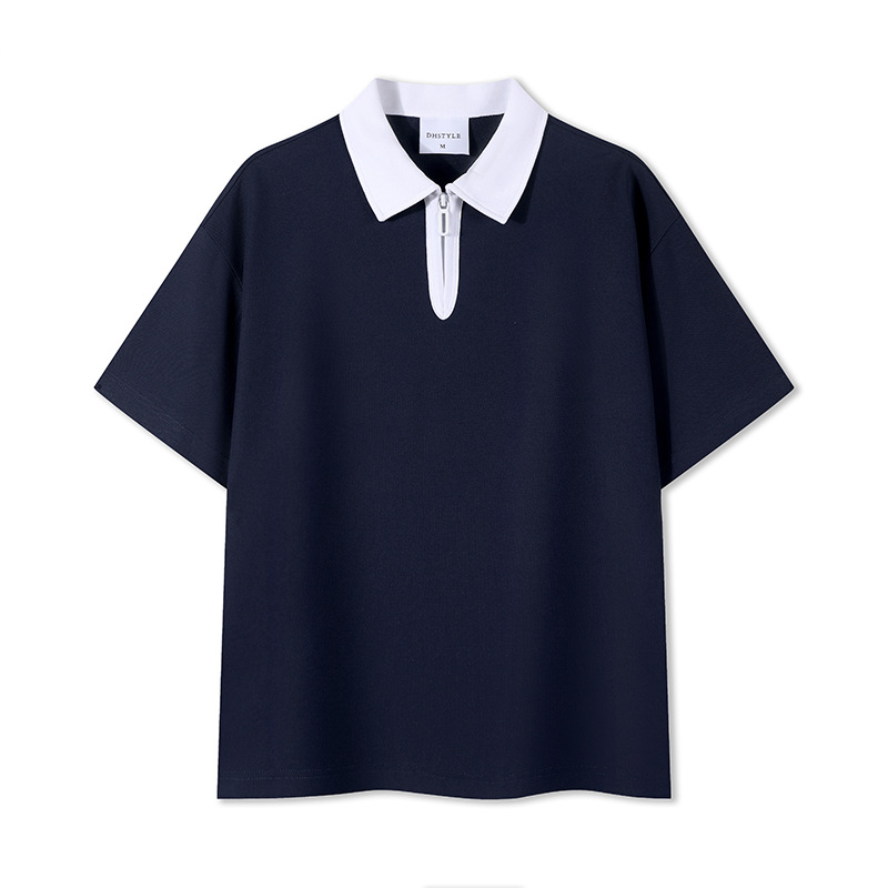 Semia cremallera color poliéster algodón empresa ropa de trabajo ropa deportiva con solapa camiseta de polo de manga corta personalizada