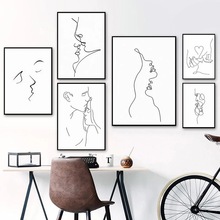 线条情侣海报批发跨境速卖通Temu亚马逊TIKTOK速卖通绷框帆布画芯