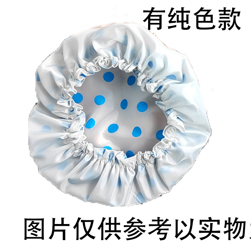 Gorro de ducha de Amazon transfronterizo de doble capa impermeable de las mujeres Home baño a prueba de humo cuidado del cabello quimioterapia espesado PEVA al por mayor