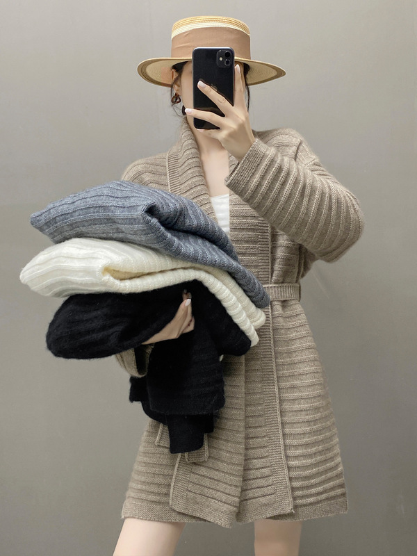 宽松新款慵懒风baby山羊绒衫女开衫外套针织打底羊绒毛衣外搭|undefined