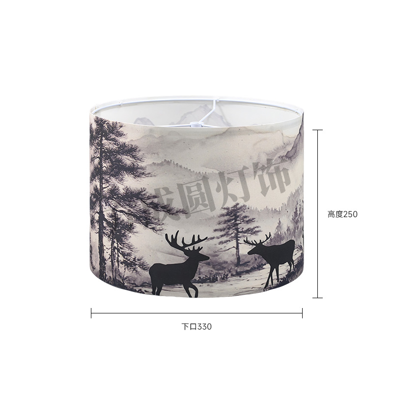 Pantalla de lámpara de mesa de Amazon Pantalla de lámpara de impresión de patrón de animal de alce de bosque desmontable cubierta de tela de lámpara de pie KD