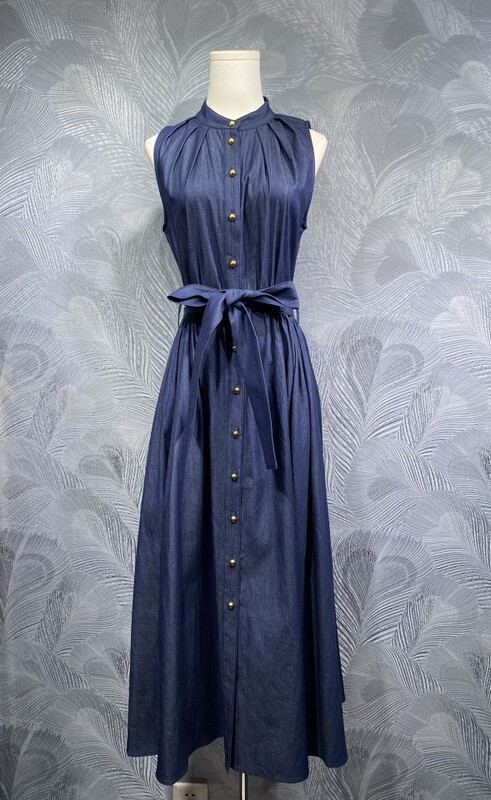 Fengyingying Foreign Trade Women's 2025 Summer New Vertical Collar Denim Vest Long dress in stock Real Shot