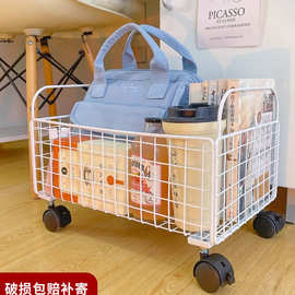 工位放包收纳篮小推车书本书包放置筐可移动滑轮桌下置物陶琪