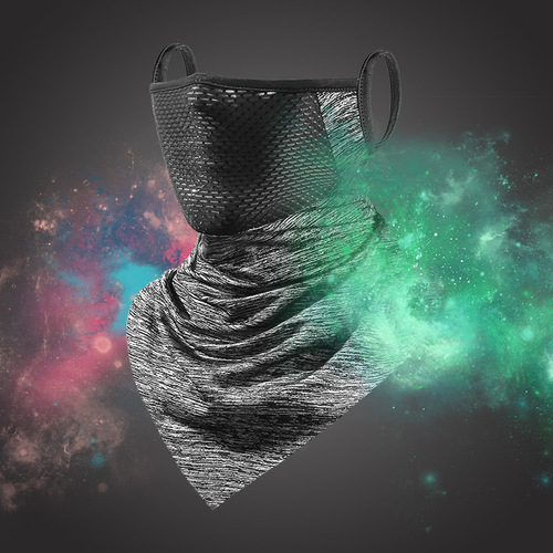 Cycling sunscreen mask, breathable ice silk hood, men's ear-hanging triangle scarf, face protection, neck protection, UV protection, fishing scarf