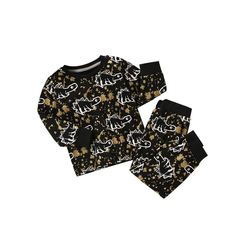 Traje de los muchachos malwee primavera y otoño ropa para el hogar de los niños europeos y americanos guapos de dos piezas cuello redondo impreso ropa para niños