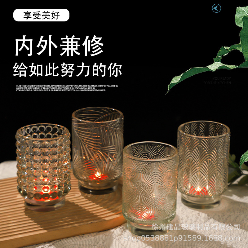 Glas de vela de vidrio transparente grosado gran taza de doble sección cena romántica vela diy candelabro accesorios adornos