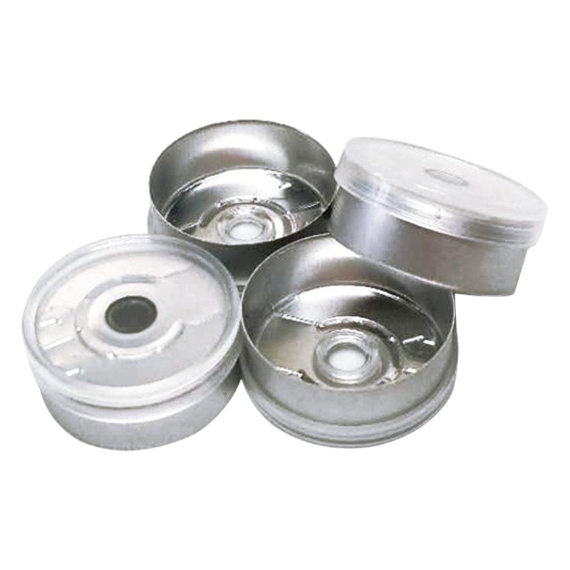 Venta directa de fábrica de 20 tipos de tapas de aluminio-plástico esmeriladas, tapas compatibles para viales, tapas azules a presión para botellas hechas de aluminio. image 1