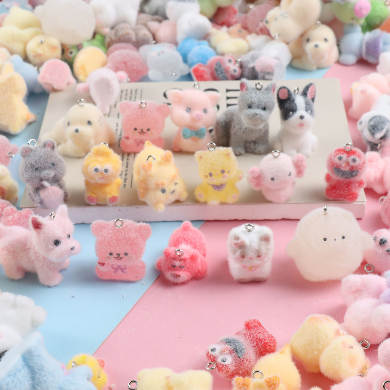 樹脂植毛立体クリエイティブかわいいペット動物人形 DIY 車マイクロ風景装飾品キーホルダー携帯電話ペンダント|undefined